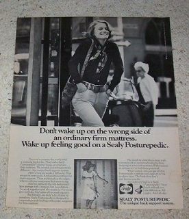 1972 ad page   cute SHELLEY HACK Sealy Posturepedic bed mattress 