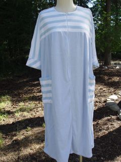 Vintage 70s Robe Womens Swimsuit Cover Up GOWN NAUTICAL STRIPE MODEST 
