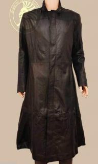 Matrix Movie NEO Black Real Sheep Skin Leather Long Coat