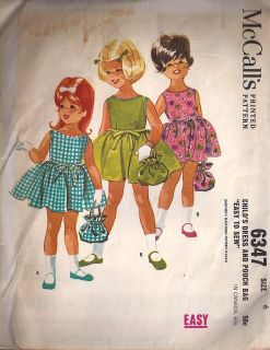 Vintage 60s MCCALLS sewing pattern 6347 girls DRESS & POUCH BAG 6