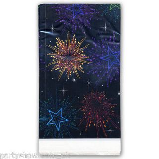   Happy New Year Sparkle Fireworks Party Disposable Plastic Table Cover