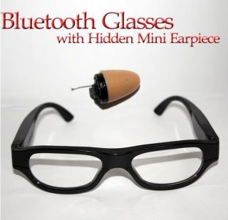   Covert wireless Bluetooth Glasses + Mini Earpiece+built in microphone