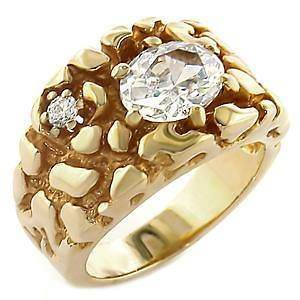 R832 12   MENS BIG & BOLD 5 CARAT PLATED GOLD NUGGET RING SIZE 12