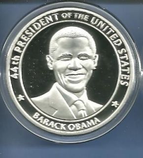 BARACK OBAMA 44th PRESIDENT SILVER COIN ~ PROOF~NEW~HTF