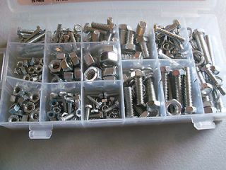 Nut and Bolt assortment 240 SAE Pieces, with PVC storage container 