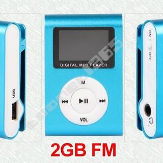 Blue 2GB 2G LCD Mini Clip  WMA Player w/ FM Radio