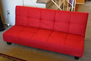 Red Microfiber Futon Sleeper Sofa College Affordable Free Ship Wooden 