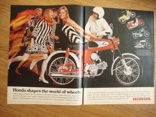 1967 Honda Motorcycles Ad Shows 5 Models Trail 90 Honda 50 & Sport 50 