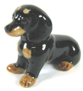 Miniature Ceramic Dachshund Pup, Black & Tan