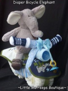 Elephant Military Bicycle Diaper Cake Baby Shower Gift