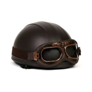 Motorcycle Vintage Style Goggles Retro Helmet Brown
