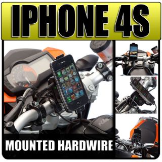 Powered Hardwire Charger Box M8 Motorcycle Bike Mount + Apple iPhone 