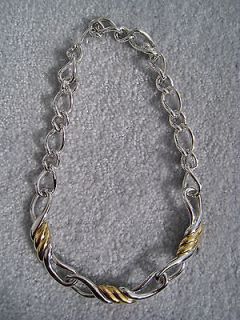 Monet Multi Tone Gold & Silver Chain Necklace Designer Costume Jewelry