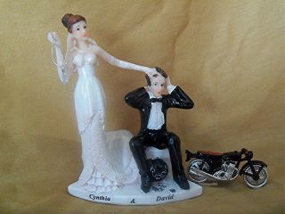 Personalized Black Motorcycle Cake Topper Wedding 907