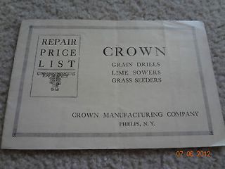 1930 Repair Price List   CROWN Mfg Co   Grain Drills,Lime Sowers,Grass 
