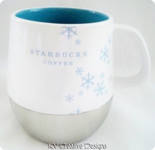 2007 STARBUCKS Blue Snowflake Urban Stainless Steel Travel Coffee Mug 