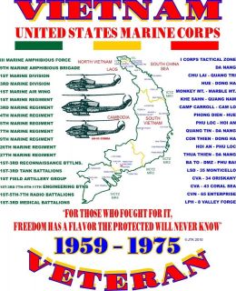 VIETNAM WAR U.S. MARINE CORPS MILITARY VETERAN UNIT & OPERATION SHIRT