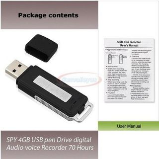 SPY 4GB USB Pen Drive Digital Audio Voice MP3 Recorder 70 Hours 2000 