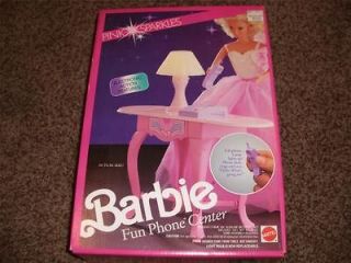 Vintage Barbie Fun Phone Center NRFB 1990 Furniture Talking Pink 