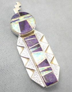 Delford Yazzie Navajo Sterling Sugalite Lab Opal Inlay Pin