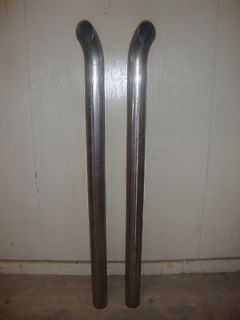 EXHAUST STACKS 4X70 409 STAINLESS CURVED TOP!! (PAIR)