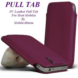   Premium Leather Pull Tab Cover Pouch for Various Mobile Handsets