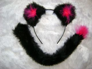 Black And Pink Panther/Jaguar​/Wild Cat Ears & Tail Set