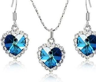 Heart of sea SWAROVSKI crystal necklace and earring