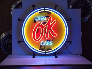 Neon Sign Chevy Chevrolet OK USED Cars Garage open lamp GM Man Cave 