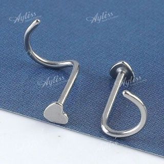   Bended Stainless Steel Captive Nose Nostril Ring Sweat Heart Shape