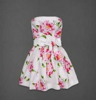 NWT ABERCROMBIE WOMENS LARGE PAYTON WHITE & PINK FLORAL STRAPLESS 