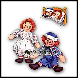 Vintage Raggedy Ann and Andy Pattern ~ 15 tall