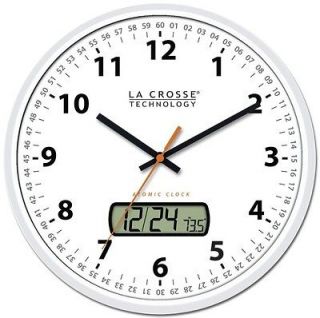   Crosse WT 3128U WH 12 Atomic Wall Clock w/ Analog and Digital Display