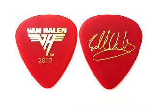 VAN HALEN GUITAR PICK  EDDIE VAN HALEN 2012 TOUR RED PICK GOLD PRINT 