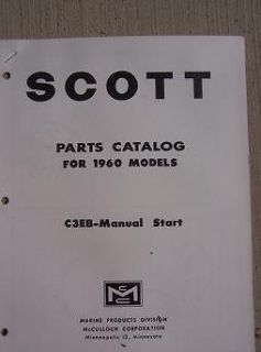 1960 Scott Outboard Parts Manual Catalog 7.5 HP C3EB Manual Start Mc 