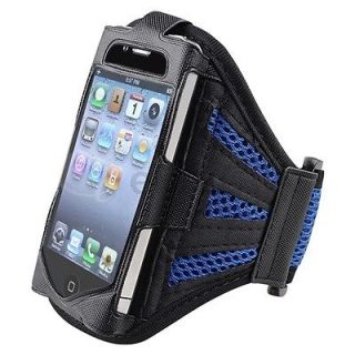   BLACK BLUE RUNNING SPORTS GYM ARMBAND CASE COVER FOR Apple iPhone 4 4S