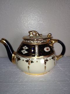 Antique Lingard Teapot Gold Black ca. 1875   1910 England   signed in 