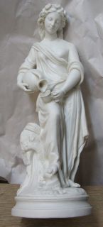 Large Antique Parian Porcelain Classical Female Figurine Sculpture 