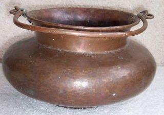 Antique Hammer Copper Spittoon Pot Kettle Boiler Handle