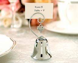 LARGE DELUXE 9CM TALL Silver Bell Name Card Holder Wedding bomboniere 