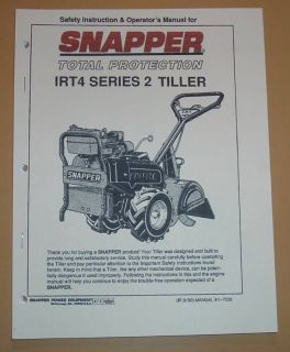 SNAPPER IRT4 SERIES 2 TILLER OWNERS MANUAL 17228