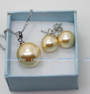 set golden sea shell pearl mother of pearl pendant / earring 10mm 
