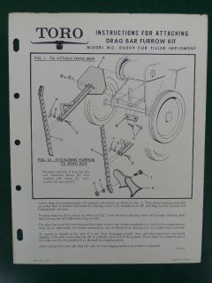 TORO INSTRUCTIONS FOR ATTACHING THE DRAG BAR FURROW KIT FOR TILLER 