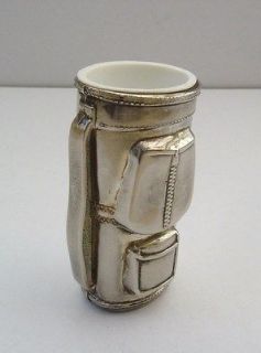 Novelty Vintage Silver Plated Golf Bag to Store Golf Tees or Pencils