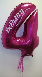 Personalised Foil Number Balloons Pink Blue Silver