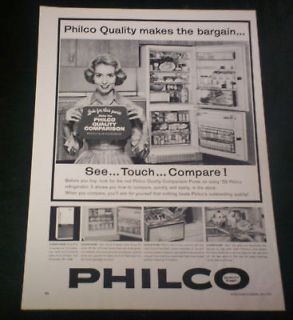 1959 Ad Philco See Touch Compare Fridge Freezer Bargain