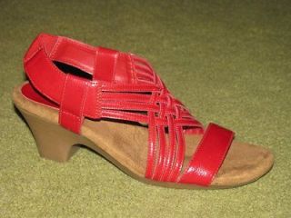 NICE Aerosoles red leather wedge heel sandal women 6.5 huarache 
