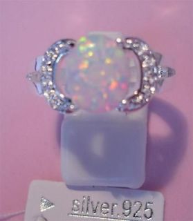 GORGEOUS WHITE FIRE OPAL RING UK Size P US 8