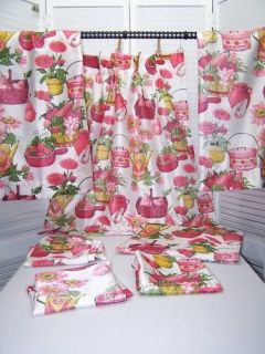   1970s floral & fruit kitchen café curtains,7 panels 20(?) x 35