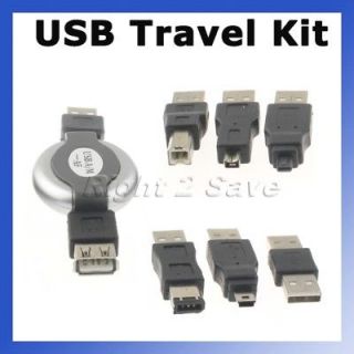 6in1 USB Adapter Travel Kit Retractable Cable to Firewire IEEE 1394 